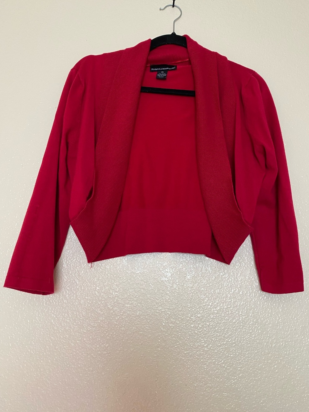 Isabella Rodriguez Vibrant Red Knit Cardigan